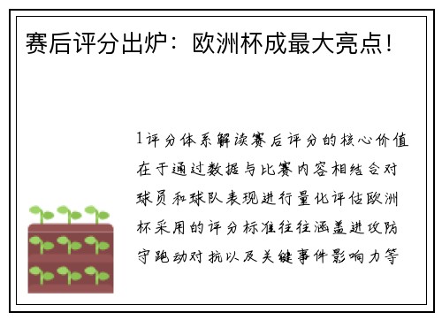 赛后评分出炉：欧洲杯成最大亮点！
